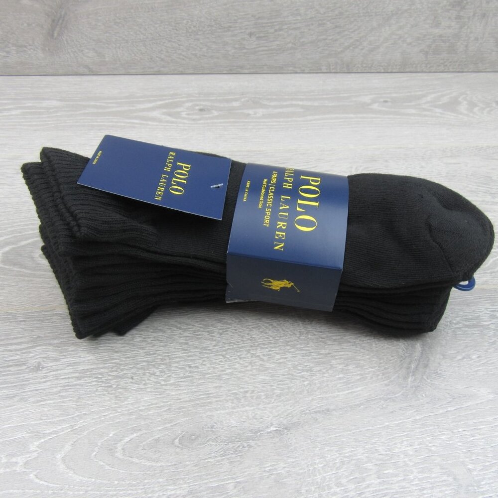 Polo Ralph Lauren Classic Sport Low Cut Socks Mens Size 6-13 Black (6-Pack) NEW - Picture 6 of 9